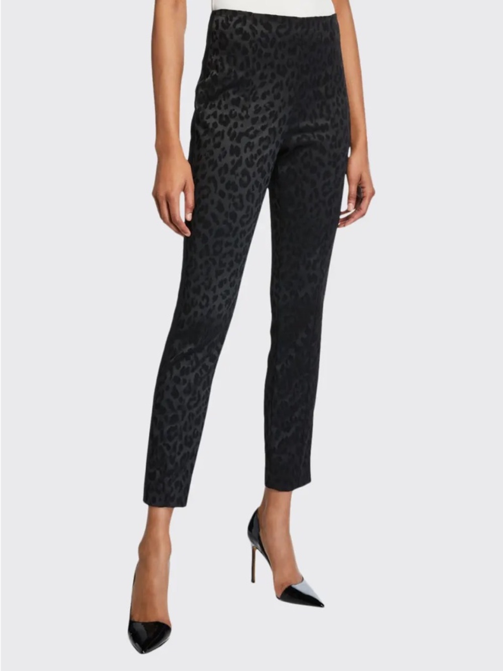 Veronica Beard Honolulu Skinny Crop Pants in Black Animal Print 10